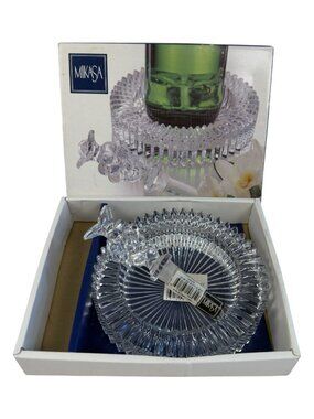 Vtg Mikasa Diamond Fire Champagne Wine Set Crystal Coaster Grape Bottle Stopper